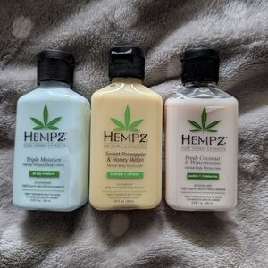 Hempz Herbal Body Moisturizer Set - Light Blue, Yellow, Cream